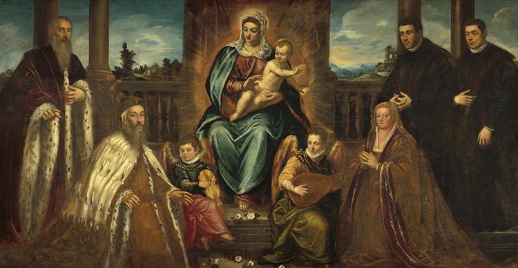 Doge Alvise Mocenigo and Family Before the Madonna and Child - Jacopo Tintoretto