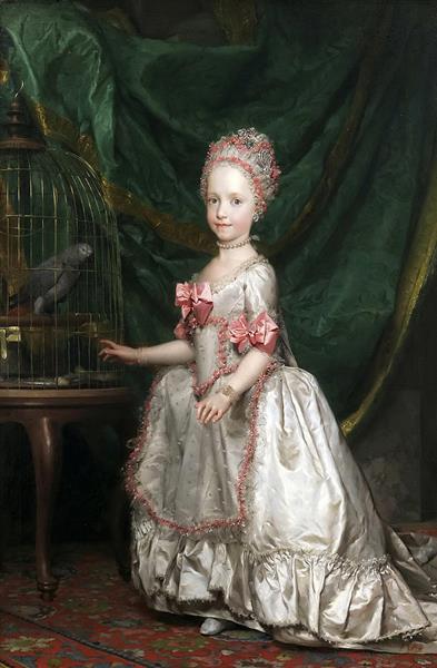 Archduchess Maria Teresa of Austria with a Caged Parrot - Anton Raphael Mengs