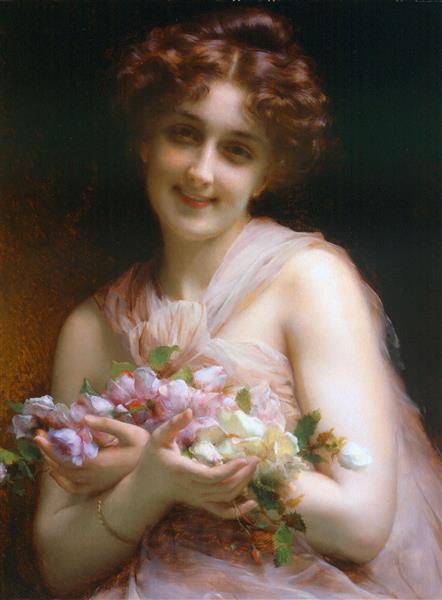 Girl With flowers - Adolphe Piot