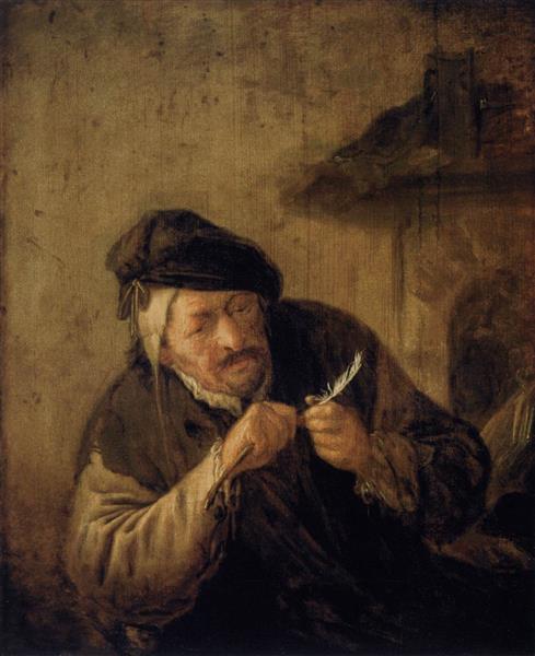 Cutting the Feather, c.1660 - c.1670 - Adriaen van Ostade