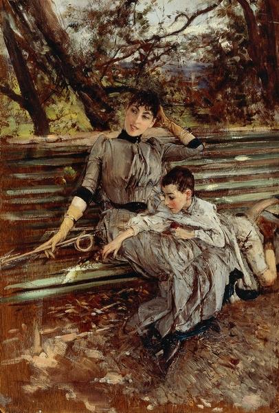 In the garden (Alaide and Ottavio Banti), c.1884 - Джованні Болдіні