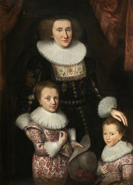 Jean, Countess of Perth, with Her Two Sons (after George Jamesone) - Adam de Colone