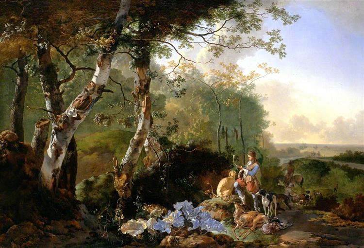 Landscape with Sportsmen and Game - Adam Pynacker
