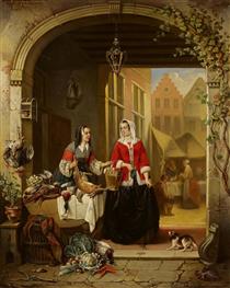Market Stand in a Flemish City - Alexis Van Hamme