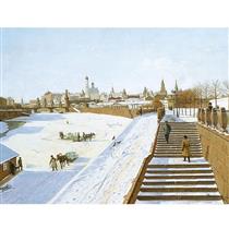 View of Moscow in Winter - Boris Vasilievich Bessonov