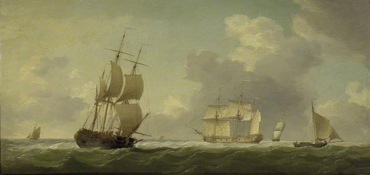 A Ship before a fresh Breeze and another to Leeward - Charles Brooking
