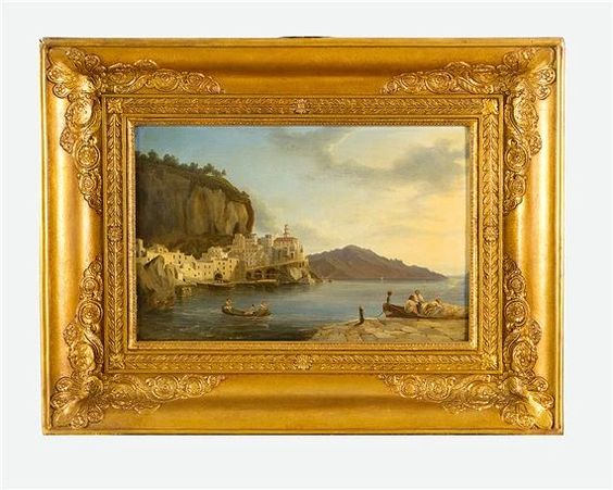 Amalfi with the coastline and fishers - Christian Ernst Bernhard Morgenstern