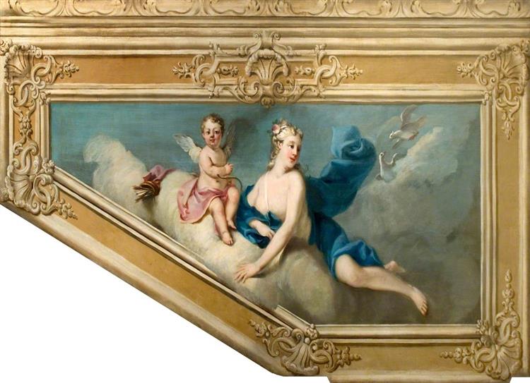 Doves and Cupid on a Cloud - Francesco Sleter