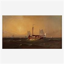Sea Scene with Boats - Franklin Dullin Briscoe