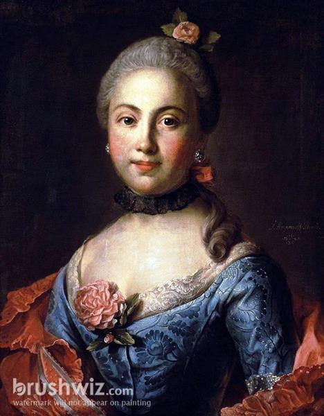 Portrait Of A Woman In A Blue Dress, 1760 - Ivan Argunov
