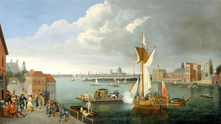 The Thames at Horseferry, with Lambeth Palace and a Distant View of the City, London - Jan Griffier I