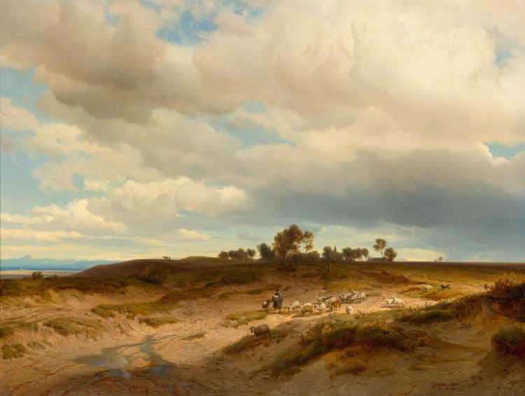 Landscape with shepherd and flock - Johann Gottfried Steffan