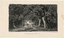 Forest path with a carriage - Karl Friedrich Schinkel