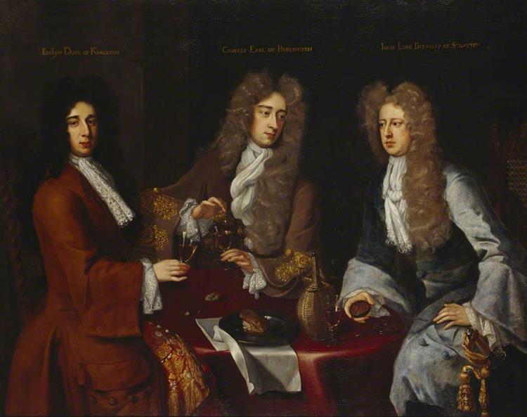 Triple Portrait of the 2nd Earl of Burlington (1674–1704), the 1st Duke of Kingston-upon-Hull (c.1665–1726), and the 3rd Baron Berkeley of Stratton (1663–1697) - Michael Dahl