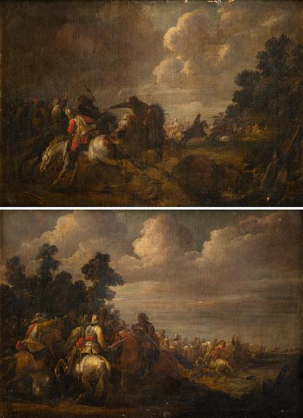 Two cavalry skirmishes - Pieter Meulener