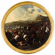 Scena di battaglia tra cavallerie turche e cristiane - Aniello Falcone
