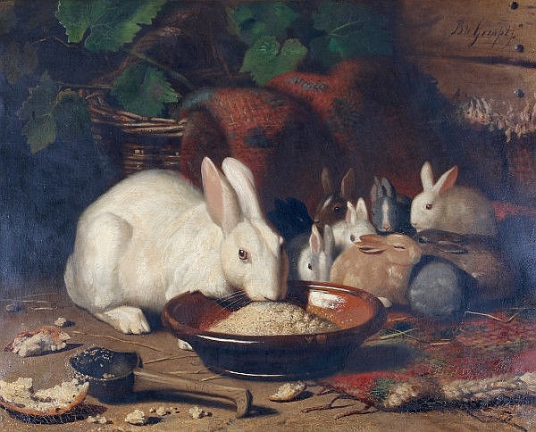 Mother rabbit with her babies - Bernard te Gempt