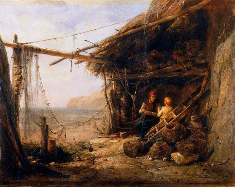 Mending the Bait-Nets, Shanklin - Edward William Cooke