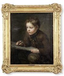 Portrait of a young boy with a stylus and papers - Francois-Bernard Lepicie