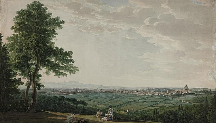 A panoramic view of Rome from the gardens of the Villa Mellini on Monte Mario - Giovanni Battista Lusieri