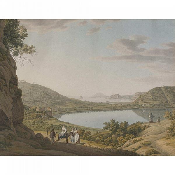 VIEW OF LAKE AVERNO - Giovanni Battista Lusieri