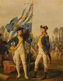 Henri-Thomas et Jean-Jacques Reubell posant en tenue du Royal-Suédois - Henri Felix Emmanuel Philippoteaux