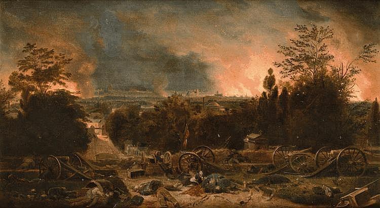 Paris en feu sous la Commune vue depuis le Père Lachaise - Henri Felix Emmanuel Philippoteaux