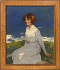 A young woman by the shore - John Newton Howitt