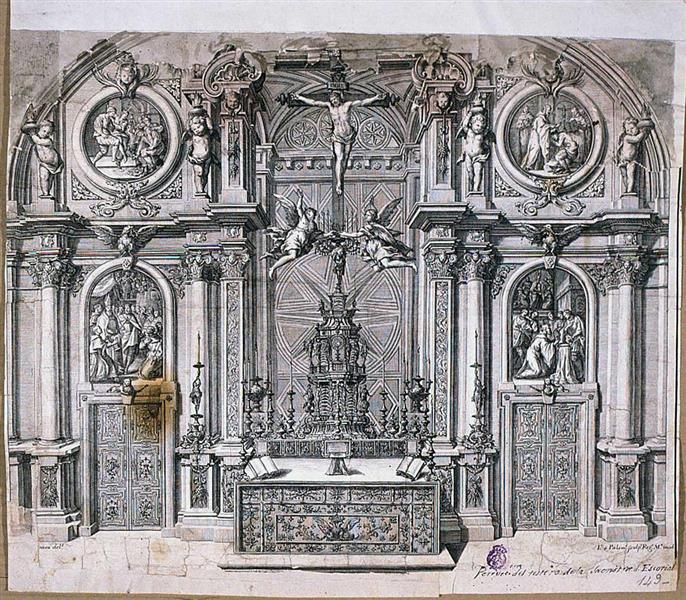 Retablo de la Sagrada Forma en la Sacristía del Monasterio de El Escorial - Juan Bernabe Palomino