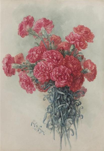 Still life with red carnations - Paul de Longpré