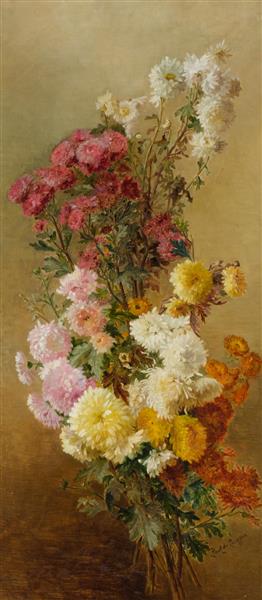 Still life with Chrysanthemums - Paul de Longpré