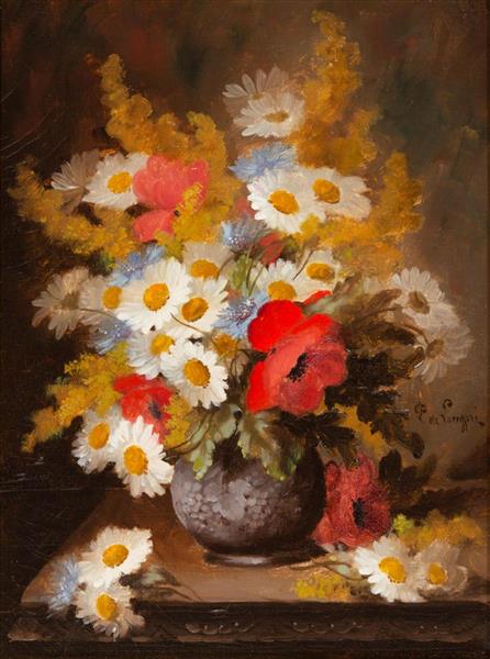 Daisies, Poppies and Cornflowers - Paul de Longpré