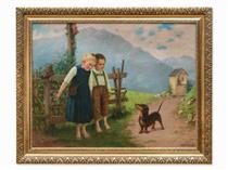 Children with a Dog - Theodor Kleehaas