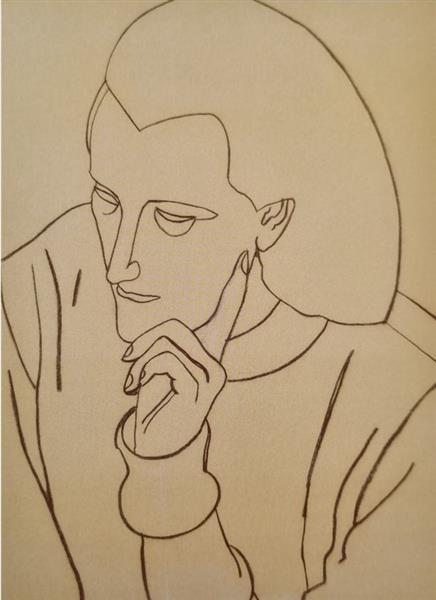 Vajda Lajos Studj of Head, 1934, Charcoal on Paper, 62x46cm, 1934 - Vajda Lajos
