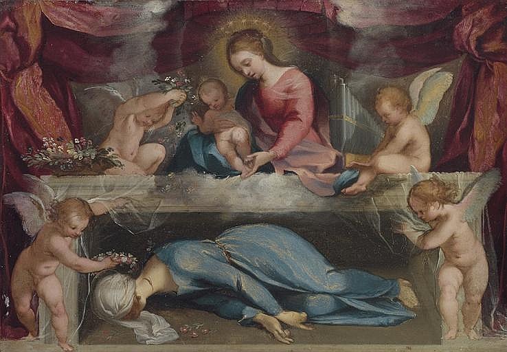 The Madonna and Child with the martyred Saint Cecilia and infant angels - Ventura Salimbeni