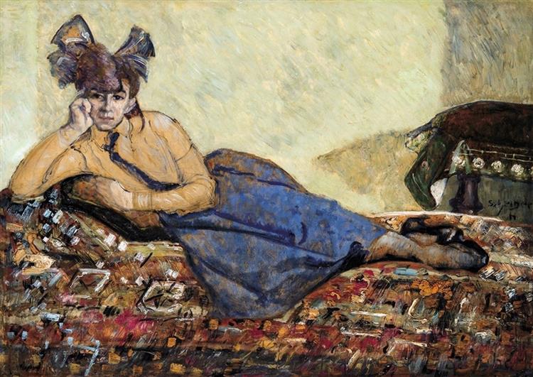 Scheiber Hugó, Festő Lány Masnival 1910, 1910 - Scheiber Hugó