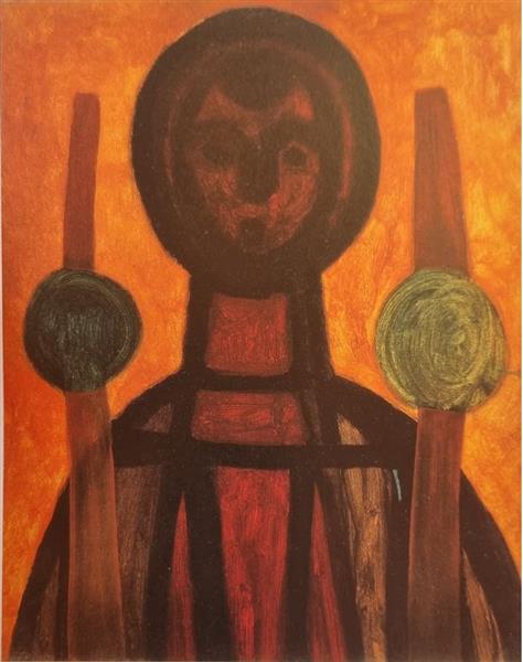 Vajda Lajos Girl with Candles, 1936, Oil on Paper, 568x55cm, 1936 - Лайош Вайда