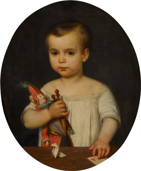 Portrait of child with toys - Alexandre Cabanel