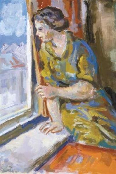 Bortnyik Sándor, Ablakban Ülő Nő, 1947 - Шандор Бортнік
