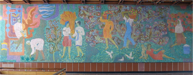 The Panel 'Life' in the Interior of the Palace of Culture 'Chemist' in Dniprodzerzhinsk (now Kamianske), 1971 - Valerii Lamakh