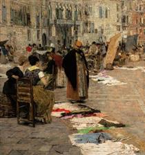 Campo San Polo market in Venice - Giacomo Favretto