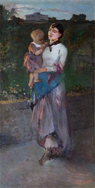 Maternal joys, 1885 - 1886 - Кристиано Банти