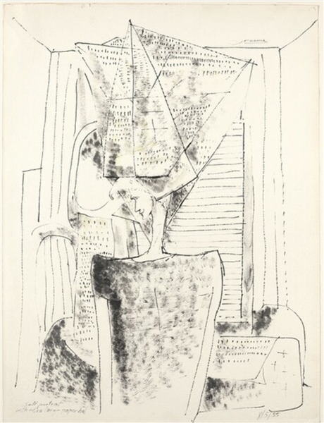 Self-portrait with extra large paper hat, 1955 - Red Grooms