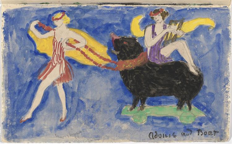 Costume Design (Adonis and Boar) for Artist's Ballet Orphée of the Quat Z Arts, 1912 - Florine Stettheimer