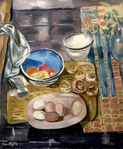 Still Life Eggs, Tomatoes and Mushrooms - Frances Hodgkins