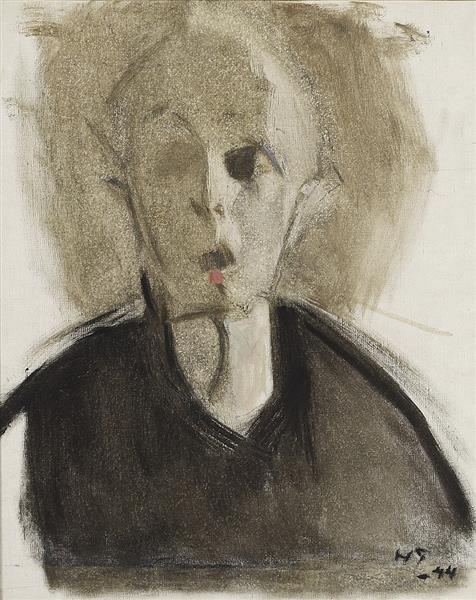Self Portrait With Red Spot, 1944 - Helene Schjerfbeck