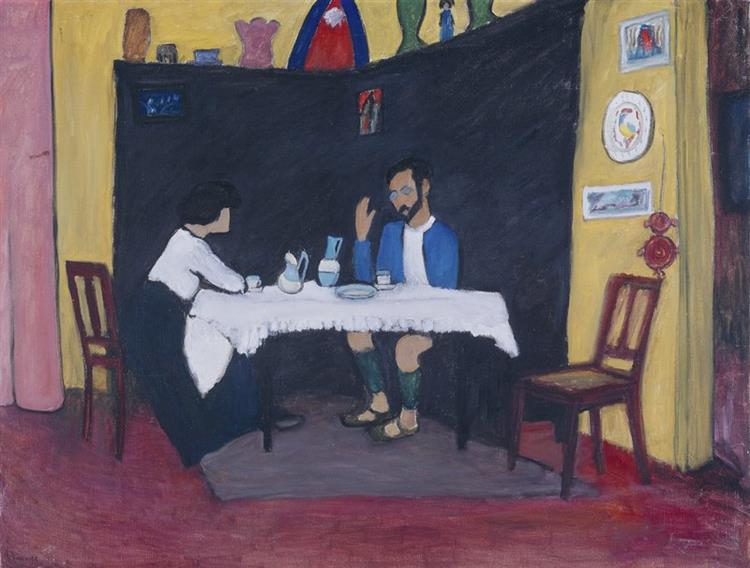 Kandinsky and Erma Bossi at the Table in the Murnau House, 1912 - Габриэль Мюнтер