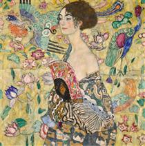 Lady with Fan - Gustav Klimt