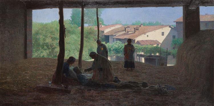 On the barn, 1893 - Giuseppe Pellizza da Volpedo