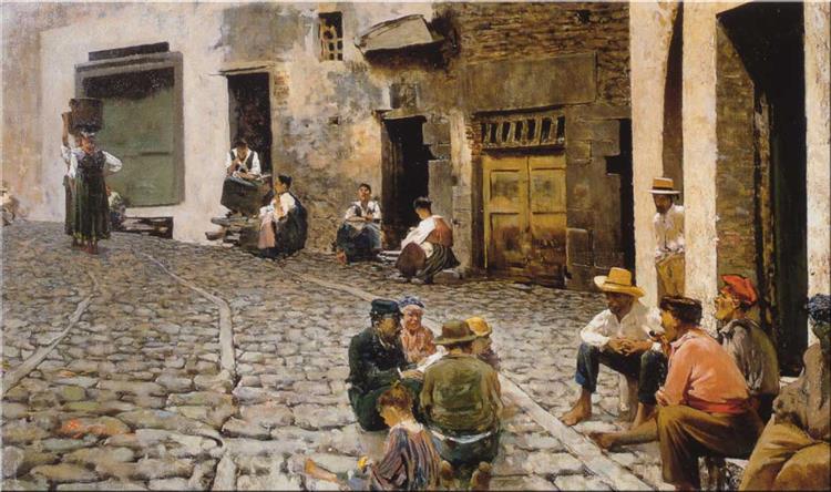 Chiacchiere a Riomaggiore, c.1893 - Телемако Сіньйоріні